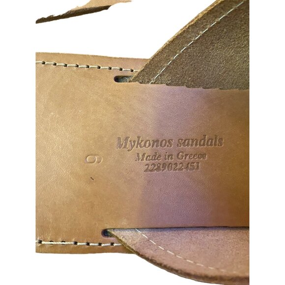 Mykonos Pool Slide Sandals Mens 9 Used Light Brown Leather 2289022451 - Picture 5 of 11